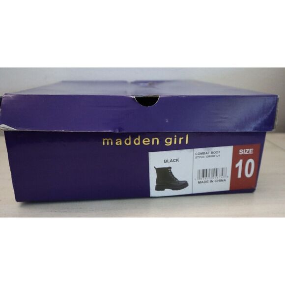 Madden Girl Women's Sz 10M Black Gwinn Side Zip Ankle High Lace-Up Combat Boots - Picture 10 of 10